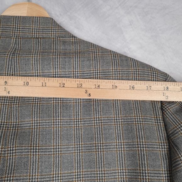 Boggi Milano Blazer Mens 50 / 42" Chest Gray Brown Plaid Wool Lined Jacket - Picture 11 of 16